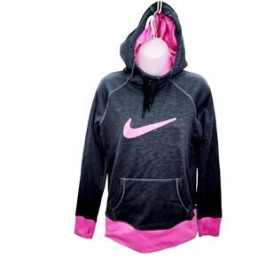 Nike Therma Fit Gray & Purple Women's Long Sleeve Hooded Pull Over Sweatshirt M